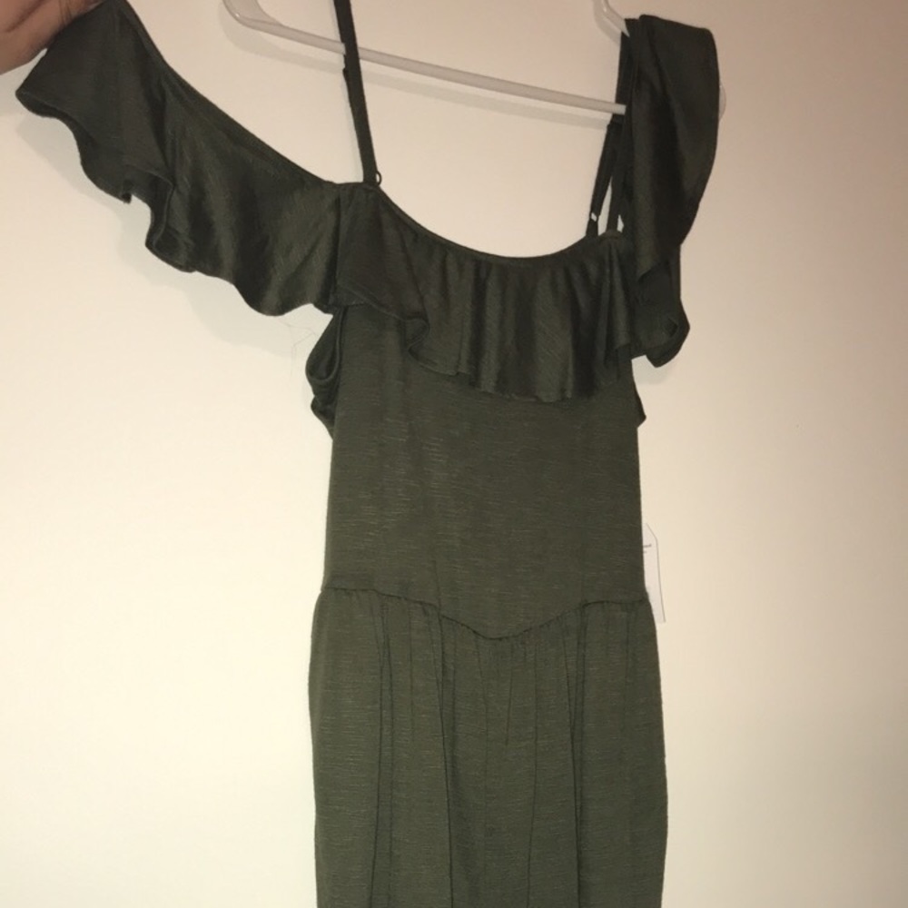 Green off the shoulder jumpsuit. New with tags